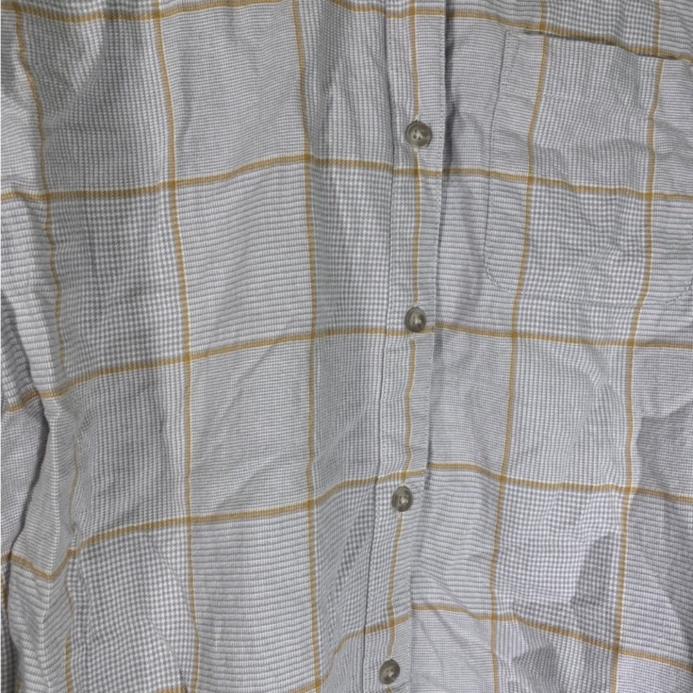Eddie Bauer Medium Grey, White and Yellow Boyfriend Fit Button Down Shirt - Picture 2 of 4
